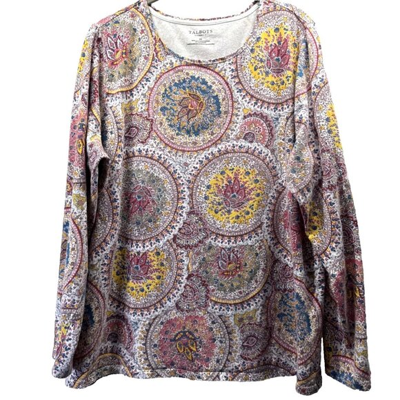 Talbots Tops - Talbots Women's Top Plus Size 2X Colorful‎ Paisley Long Sleeve Pullover Stretch